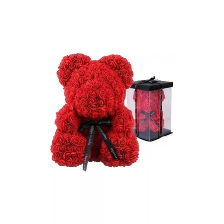 Orso di Rose Rosso 25cm con confezione trasparente e nastro