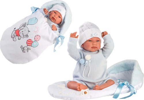 Bebe'-con-Sacco-Nanna-azzurro-44cm-Llorens