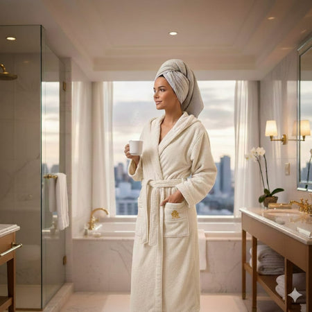 Accappatoio Roberto Cavalli Gold New XXL Ivory Cotone