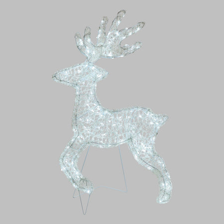 Decorazione natalizia "Renna galoppante" 3D con led bianco per uso interno ed esterno