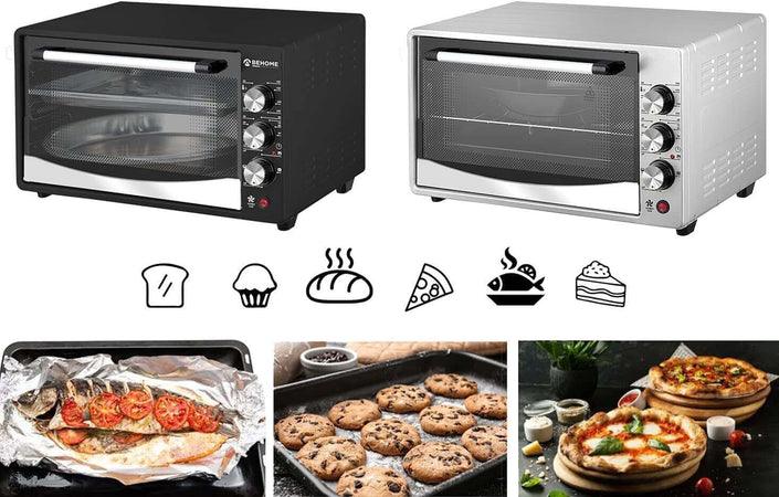 Behome Forno Elettrico 30 litri Ventilato Autopulente Smaltato Temperatura fino a 320° Doppio Vetro