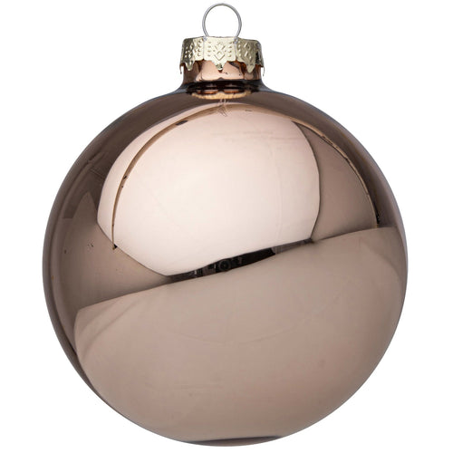 Palline per albero di Natale in vetro decorate color Beige Lucido