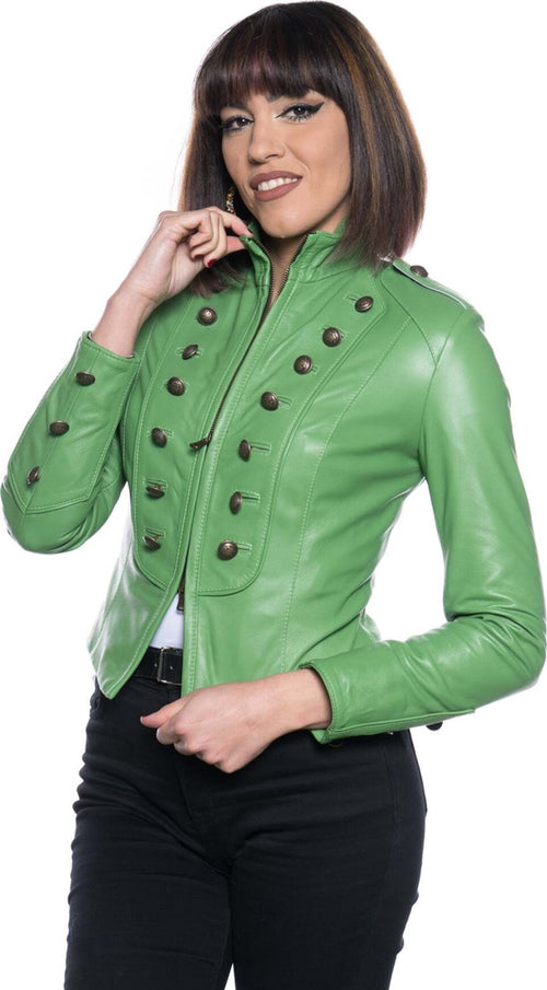Belen---Giacca-Donna-Verde-in-Vera-Pelle