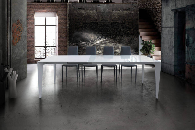 BENJAMIN---tavolo-da-pranzo-moderno-allungabile-in-metallo-e-vetro-90x140/180/220-Bianco-Milani-Home