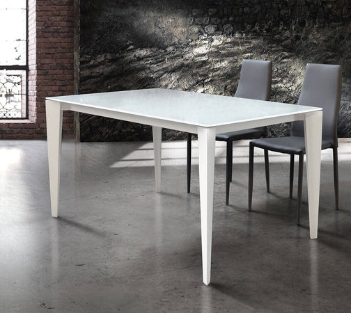 BENJAMIN---tavolo-da-pranzo-moderno-allungabile-in-metallo-e-vetro-90x140/180/220-Bianco-Milani-Home
