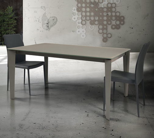BENJAMIN---tavolo-da-pranzo-moderno-allungabile-in-metallo-e-vetro-90x160/210/260-Tortora-Milani-Home