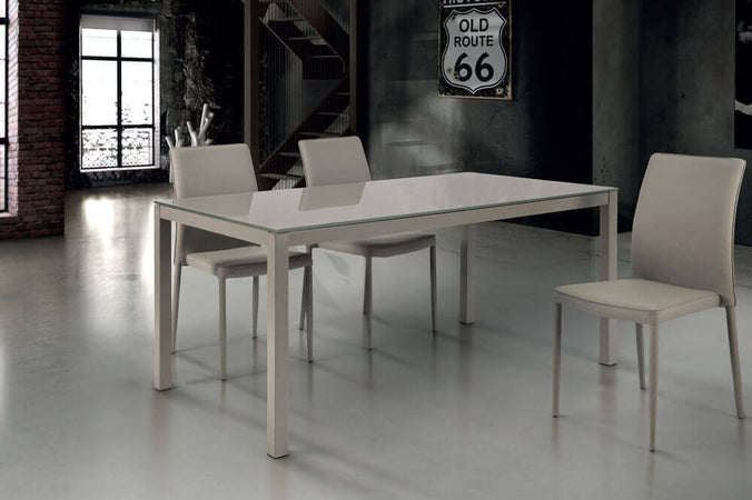 BENNETT---tavolo-da-pranzo-moderno-allungabile-in-metallo-e-vetro-90x160/210/260-Tortora-Milani-Home