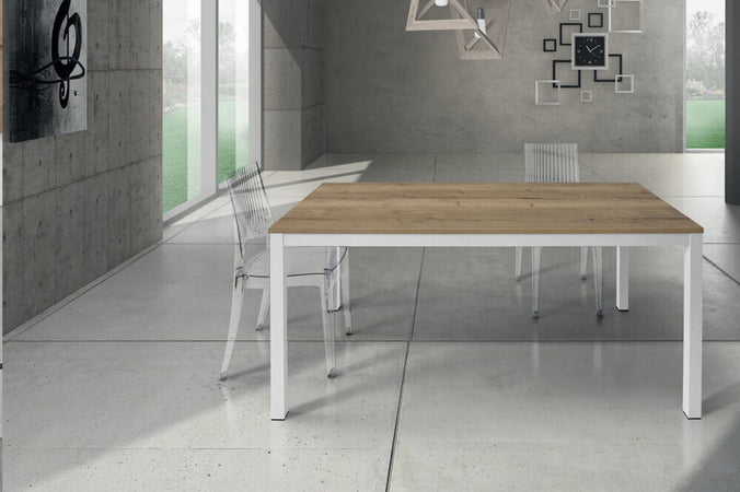 BENSON---tavolo-da-pranzo-moderno-in-rovere-nodato-90x140/190-Bianco-Milani-Home
