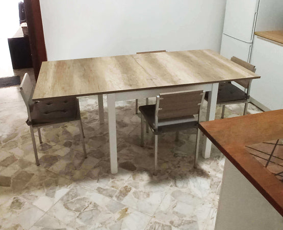BENTLEY---tavolo-da-pranzo-moderno-allungabile-a-libro-in-legno-90x90/180-Bianco-Milani-Home