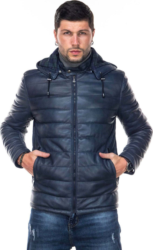 Berlino---Piumino-Uomo-Blu-in-vera-pelle