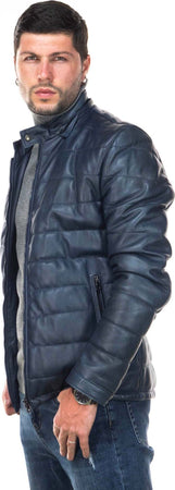 Berlino---Piumino-Uomo-Blu-in-vera-pelle