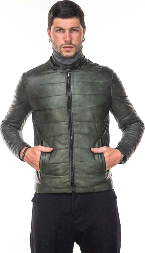 Berlino---Piumino-Uomo-Verde-in-vera-pelle