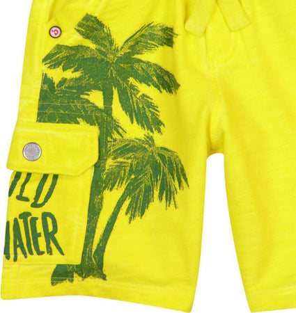 Bermuda Bambino Gialli in Cotone Pantaloni Corti Sotto il Ginocchio Estivi Bimbo Stampa Palme Pantalone Bimbi Estate Elastico in Vita Maxi Tasche Cargo pantaloncino bambino/ragazzo Piccole Canaglie - Tropea, Commerciovirtuoso.it
