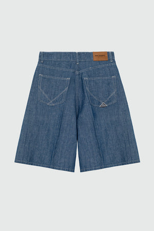 Roy Roger's bermuda donna in denim chambray cotone lino vita alta