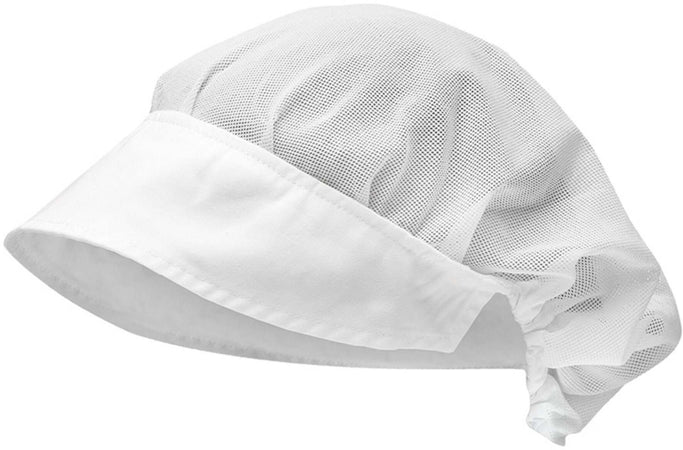Berretto Donna Bianco con Rete Cuffia Donna Alimentari Cucina - Confezione da 10 Pezzi