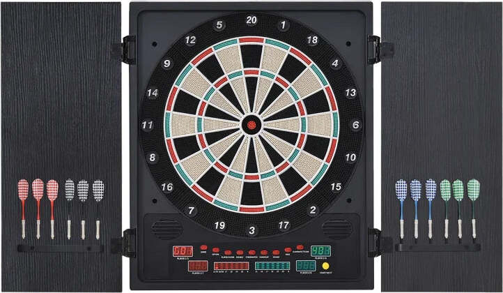 Bersaglio-Freccette-Elettronico-con-Punteggio-Automatico,-12-Freccette-e-6-Display,-51x6.5x57cm,-Nero-EP2A70-046V90EP2