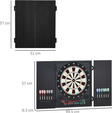 Bersaglio-Freccette-Elettronico-con-Punteggio-Automatico,-12-Freccette-e-6-Display,-51x6.5x57cm,-Nero-EP2A70-046V90EP2