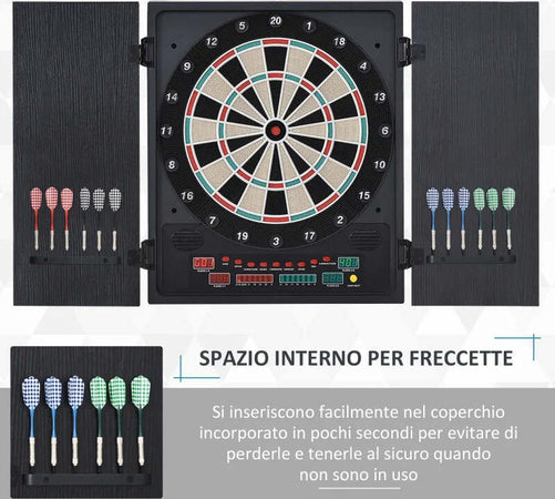 Bersaglio-Freccette-Elettronico-con-Punteggio-Automatico,-12-Freccette-e-6-Display,-51x6.5x57cm,-Nero-EP2A70-046V90EP2