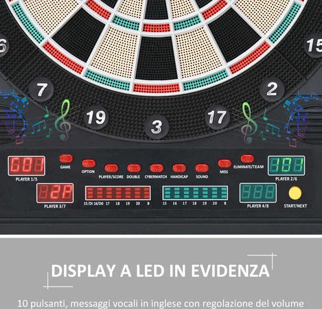Bersaglio-Freccette-Elettronico-con-Punteggio-Automatico,-12-Freccette-e-6-Display,-51x6.5x57cm,-Nero-EP2A70-046V90EP2
