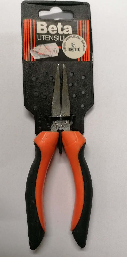 BETA---PINZA-A-BECCHI-PIATTI-LUNGHI-ZIGRINATI-CON-IMPUGNATURA-BIMATERIALE-140MM