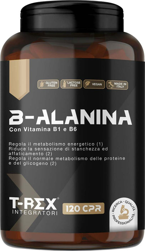 Beta-Alanina-120-Compresse-Da-1300mg---Integratore-A-Base-Di-B-alanina-Con-Vitamina-B1,-B6.-Potente-Post-Workout-Per-Recupero-Muscolare-T-rex-Integratori