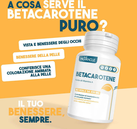Betacarotene Nutracle 80 Perle Da 438 Mg | Integratore Per Abbronzatura Forte | Sostegno Per La Vista Alta Concentrazione Di Pro Vitamina A Salute e cura della persona/Vitamine minerali e integratori/Antiossidanti/Beta carotene MyLab Nutrition - Roma, Commerciovirtuoso.it