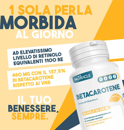 Betacarotene Nutracle 80 Perle Da 438 Mg | Integratore Per Abbronzatura Forte | Sostegno Per La Vista Alta Concentrazione Di Pro Vitamina A Salute e cura della persona/Vitamine minerali e integratori/Antiossidanti/Beta carotene MyLab Nutrition - Roma, Commerciovirtuoso.it