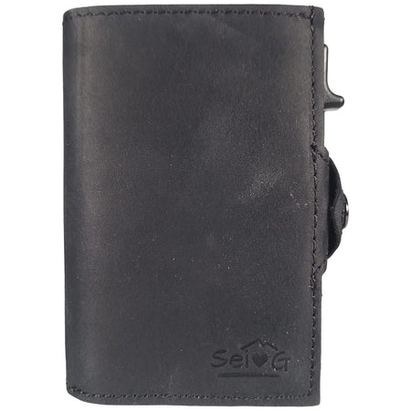 Sei G portacarte safe magnetic nero con custodia in pelle nera