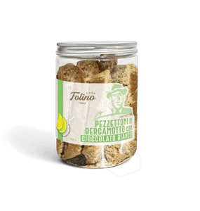 Cantucci Con Pezzettoni Di Bergamotto con Cioccolato Bianco Sotto 260 gr