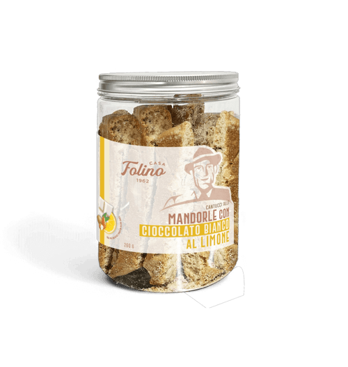 Cantucci alle mandorle con cioccolato bianco al limone sotto 260gr