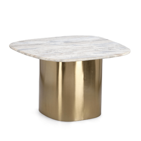 Tavolino cadmus, piano in marmo, base in acciaio da assemblare, 60 x 56