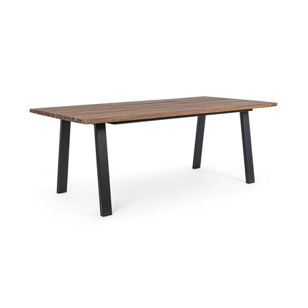 Tavolo fisso "Oslo" in legno di Acacia con piedi in metallo da giardino