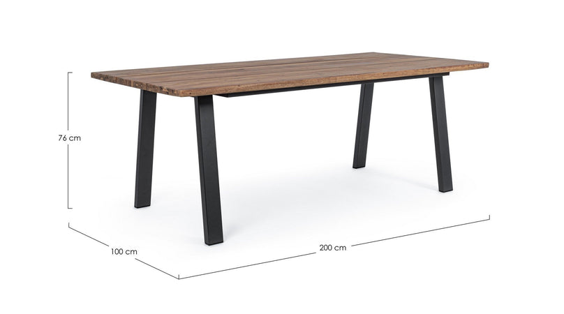 Tavolo fisso "Oslo" in legno di Acacia con piedi in metallo da giardino
