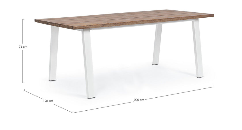 Tavolo fisso "Oslo" in legno di Acacia con piedi in metallo da giardino