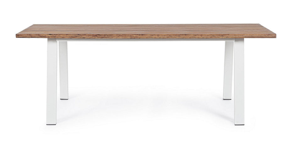 Tavolo fisso "Oslo" in legno di Acacia con piedi in metallo da giardino