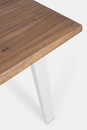 Tavolo fisso "Oslo" in legno di Acacia con piedi in metallo da giardino
