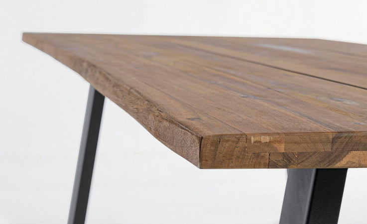 Tavolo fisso "Oslo" in legno di Acacia con piedi in metallo da giardino