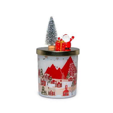 Candela profumata in vetro con coperchio decorato per profumazione ambienti