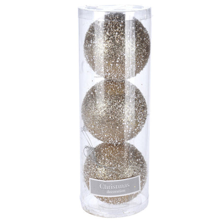 3 palline per albero di natale Champagne Ø 10 cm pendaglio decorato