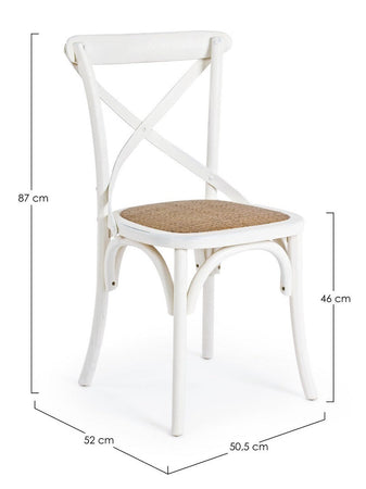 Sedia "Cross" con struttura in legno di olmo, per arredo interno 50,5 x 52 x h 87 cm
