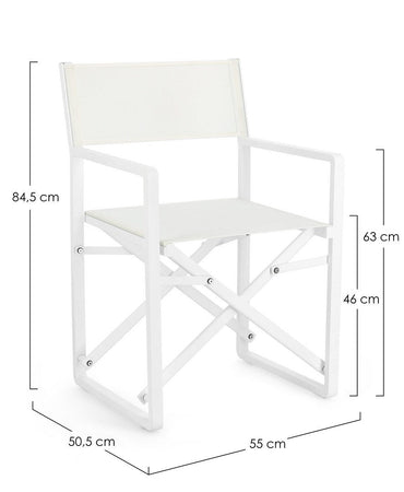 Sedia da regista "Konnor" struttura in alluminio, seduta in textilene, ideale per giardino