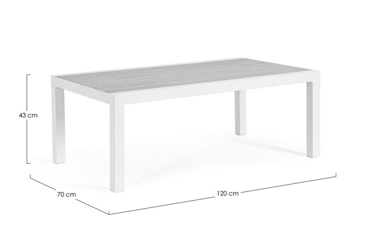 Tavolo "Kledi" piano in ceramica, struttura in alluminio per esterno da 120 x 70 cm
