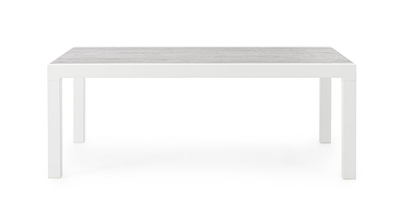 Tavolo "Kledi" piano in ceramica, struttura in alluminio per esterno da 120 x 70 cm