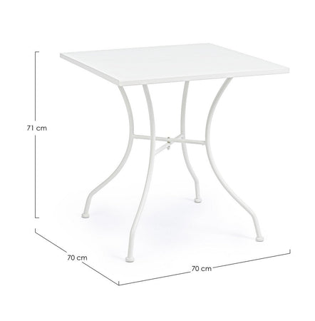 Tavolino quadrato "Kelsie" con struttura in acciaio, finitura opaca, per esterno