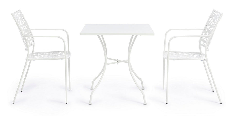 Tavolino quadrato "Kelsie" con struttura in acciaio, finitura opaca, per esterno