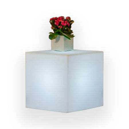 Tavolino da giardino luminoso YouCube Bright quadrato con led decorazione Made in Italy