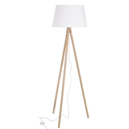 Piantana wallas treppiede in legno di quercia paralume di terital effetto velluto h 152 cm