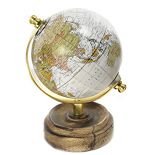 Mappamondo con base in legno, decorazione per interno