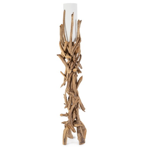 Lampada a piantana con base in legno di teak riciclato da interno h 180 cm