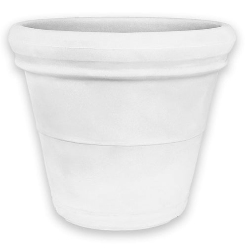 Vaso Doppiobordo Liscio rotondo in resina decorazione per esterno Made in Italy